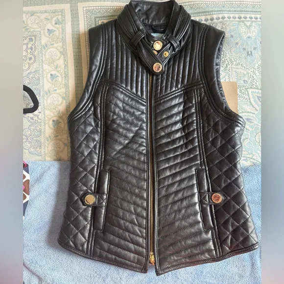 Guess by Marciano Black Leather Moto Vest Size Extra Small XS - Picture 2 of 13
